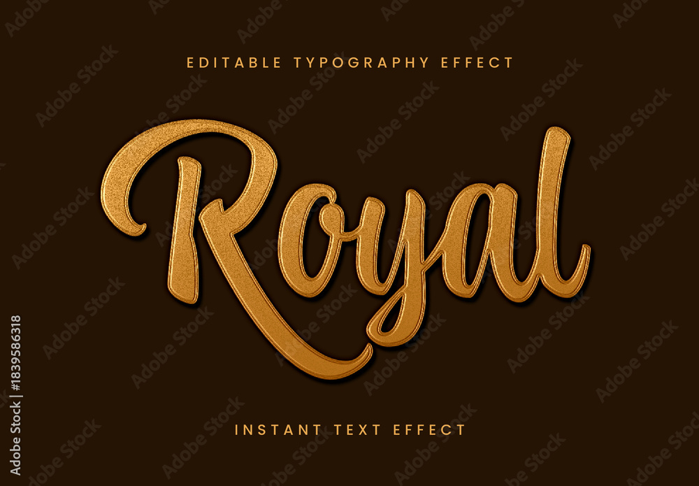Golden Embossed 3D Text Effect Script Luxury Font Stock Template ...