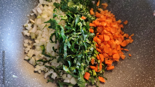 Sliced spices and vegetables ready