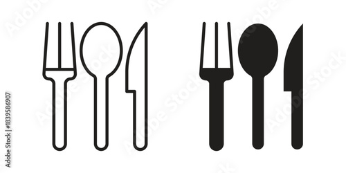 Utensils icons Vector hand drawn illustration in doodle style. Simple sketch isolated.
