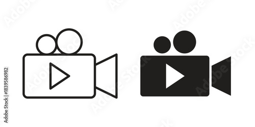 Video camera icons Vector hand drawn illustration in doodle style. Simple sketch isolated.