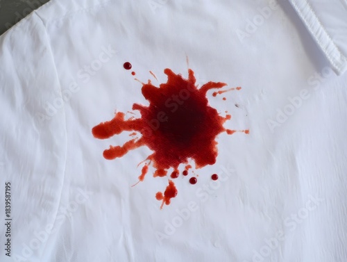 Close-up of a Red Stain on a White Shirt