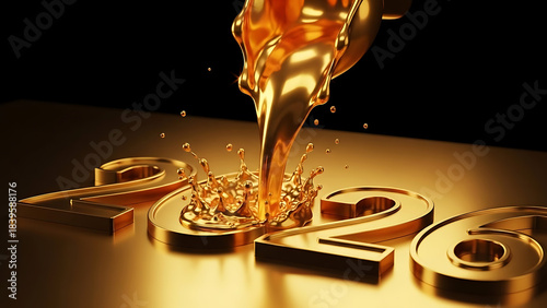 Wallpaper Mural Liquid Gold Splashes on Shiny Golden 2026 Financial Success and Prosperity Torontodigital.ca