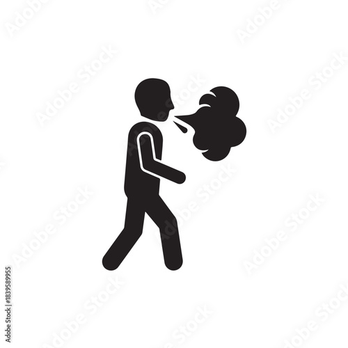 Man smoking electronic vape device silhouette icon minimalist vector illustration