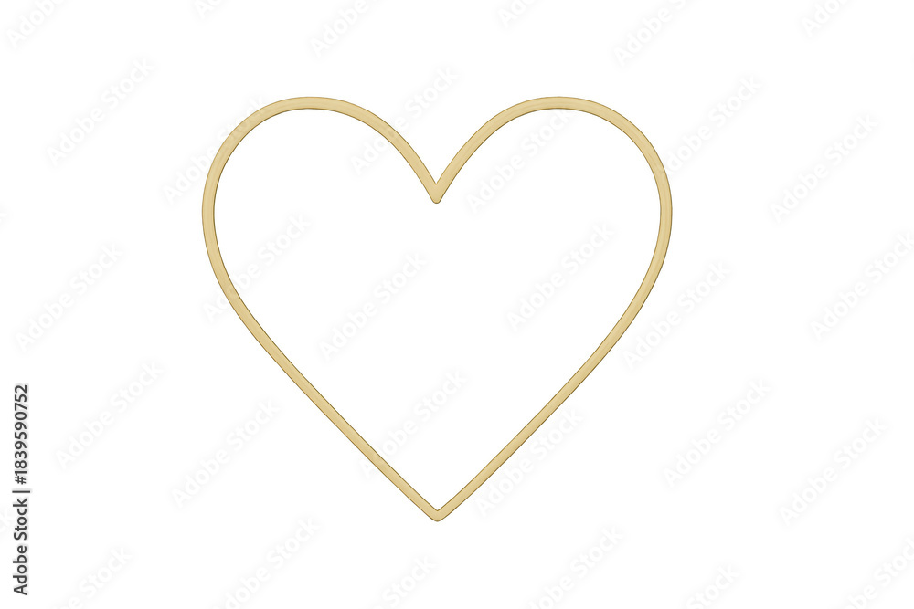 Fototapeta premium Gold heart outline transparent background creating love symbol
