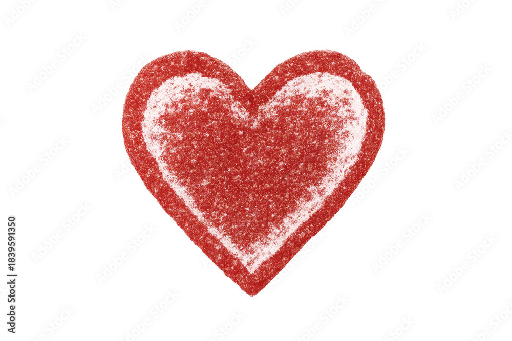 Fototapeta premium Hand drawn red heart love symbol with transparent background