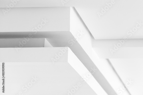 Monochrome abstract image featuring clean white planes, interior design