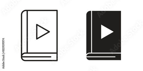 Audiobook icons silhouette vector flat illustration design. Stroke line icons