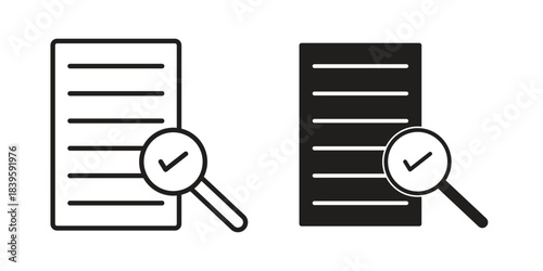 Audit icons silhouette vector flat illustration design. Stroke line icons