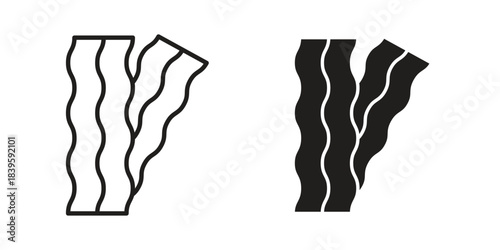 Bacon icons silhouette vector flat illustration design. Stroke line icons