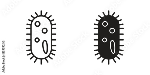 Bacteria icons silhouette vector flat illustration design. Stroke line icons