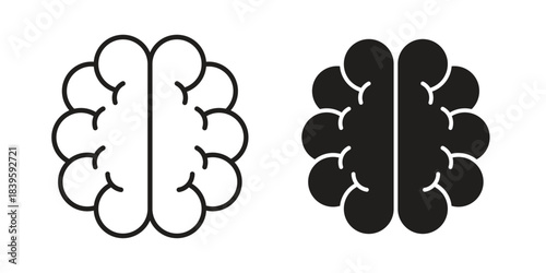 Brain icons silhouette vector flat illustration design. Stroke line icons