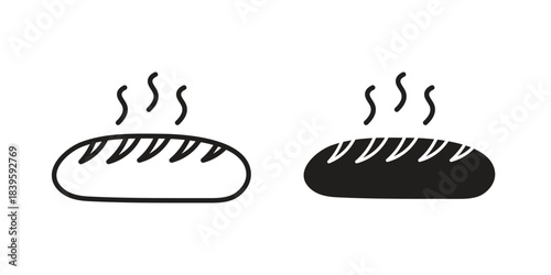 Bread loaf icons silhouette vector flat illustration design. Stroke line icons