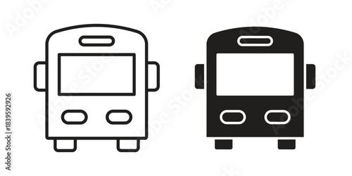 Bus icons silhouette vector flat illustration design. Stroke line icons