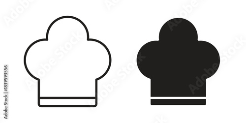 Chef hat icons silhouette vector flat illustration design. Stroke line icons