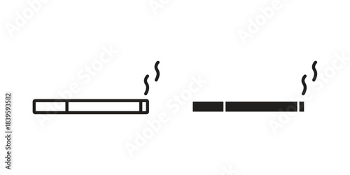 Cigarette icons silhouette vector flat illustration design. Stroke line icons