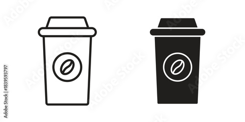 coffee cup icons silhouette vector flat illustration design. Stroke line icons
