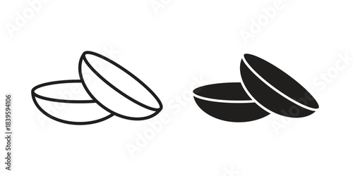 contact lenses icons silhouette vector flat illustration design. Stroke line icons