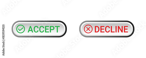 Accept and Decline buttons with icons On Transparent Background