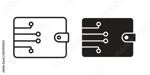 Cryptocurrency wallet icons silhouette vector flat illustration design. Stroke line icons