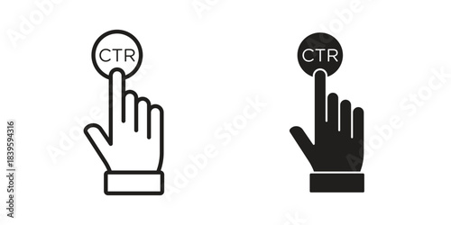 CTR icons silhouette vector flat illustration design. Stroke line icons