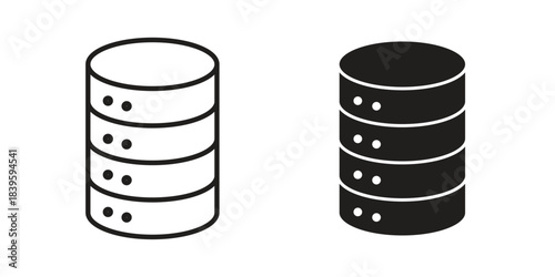 Database icons silhouette vector flat illustration design. Stroke line icons