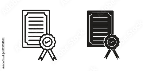 Diploma icons silhouette vector flat illustration design. Stroke line icons