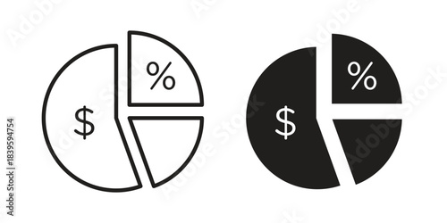 Dividend icons silhouette vector flat illustration design. Stroke line icons