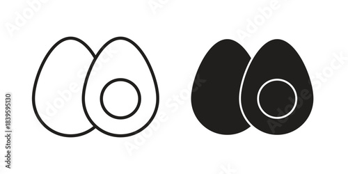 Egg icons silhouette vector flat illustration design. Stroke line icons