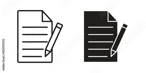 Exam icons silhouette vector flat illustration design. Stroke line icons
