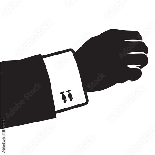 Cufflink icon with two people for business and partnership symbol, minimalist vector