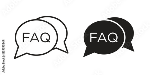 FAQs icons silhouette vector flat illustration design. Stroke line icons