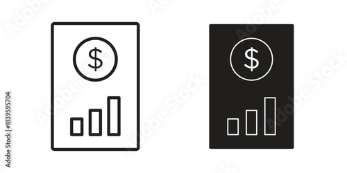 Financial report icons silhouette vector flat illustration design. Stroke line icons