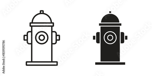Fire hydrant icons silhouette vector flat illustration design. Stroke line icons