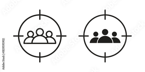 Focus group icons silhouette vector flat illustration design. Stroke line icons