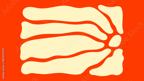 Groovy floral art with bold naive flowers and dynamic wavy strokes, ideal for banners, horizontal designs and modern nature prints.