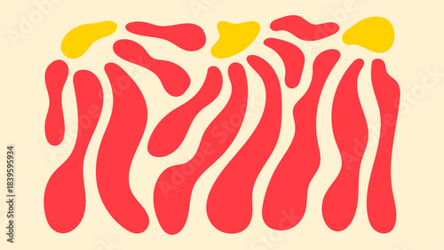 Hand-cut floral shapes with rhythmic groovy waves, made for fresh botanical graphics, horizontal banners and poster art.