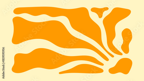 Wavy-line floral illustration with naive petals and bold forms, perfect for modern horizontal designs and summery decor themes.