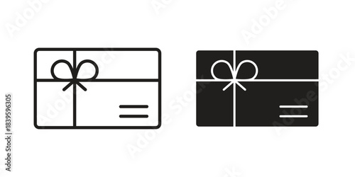 Gift card icons silhouette vector flat illustration design. Stroke line icons