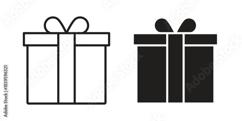 Gift icons silhouette vector flat illustration design. Stroke line icons