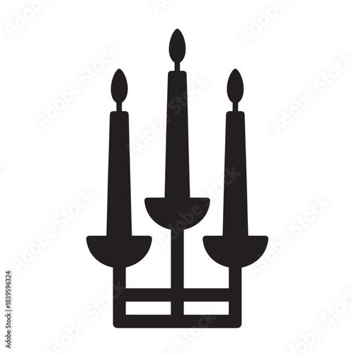 Simple black silhouette candelabra candlestick minimalist vector icon isolated on white background for decor and design