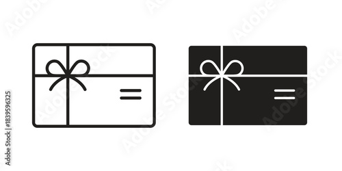 Gift voucher icons silhouette vector flat illustration design. Stroke line icons