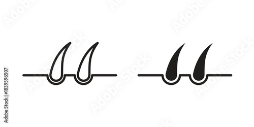 Hair icons silhouette vector flat illustration design. Stroke line icons