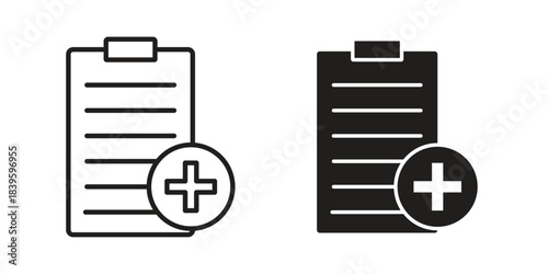 Health insurance icons silhouette vector flat illustration design. Stroke line icons