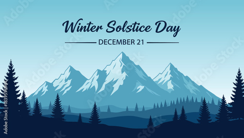 Winter solstice day december twenty first mountain landscape