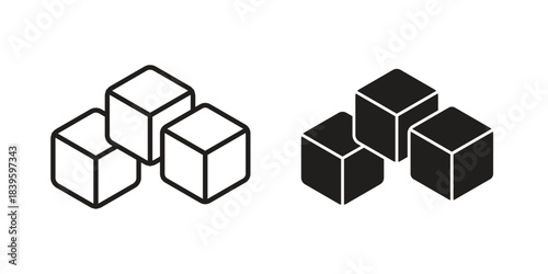 Ice icons silhouette vector flat illustration design. Stroke line icons