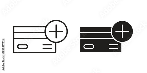 Insurance card icons silhouette vector flat illustration design. Stroke line icons