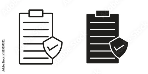 Insurance policy icons silhouette vector flat illustration design. Stroke line icons