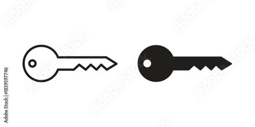 key icons silhouette vector flat illustration design. Stroke line icons