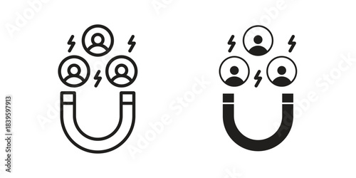 Lead generation icons silhouette vector flat illustration design. Stroke line icons