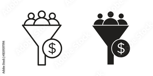 Lead conversion icons silhouette vector flat illustration design. Stroke line icons